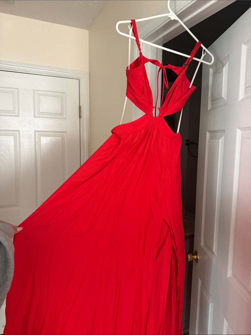 THATS SO FETCH Red Cutout Maxi Dress with Tie-Back - Picture 2 of 4